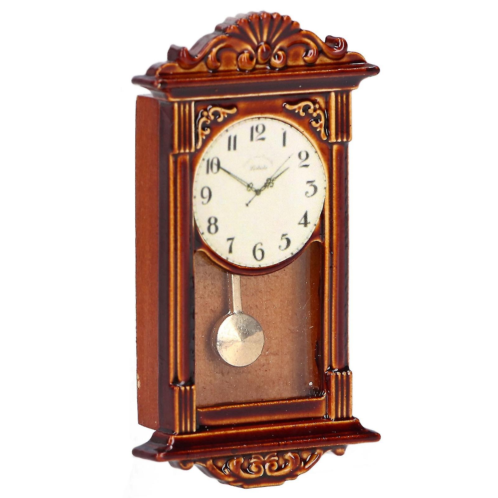 1:12 Dollhouse Clock Decoration Classic Style Exquisite Wooden Alloy Miniature Doll House Accessory