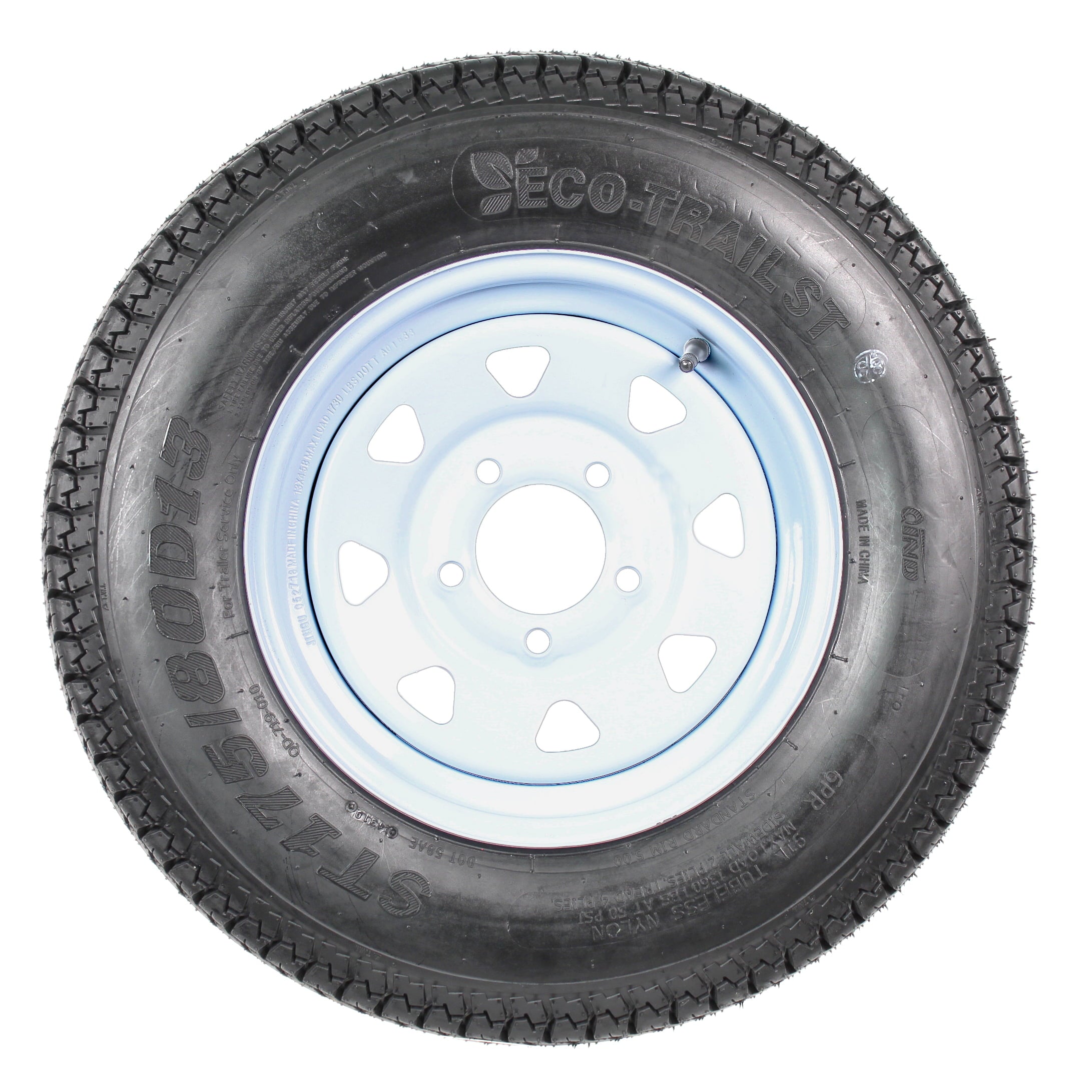 2-Pk Trailer Tires Rims ST175/80D13 175/80 13 B78-13 LRC 5 Lug White Spoke Wheel