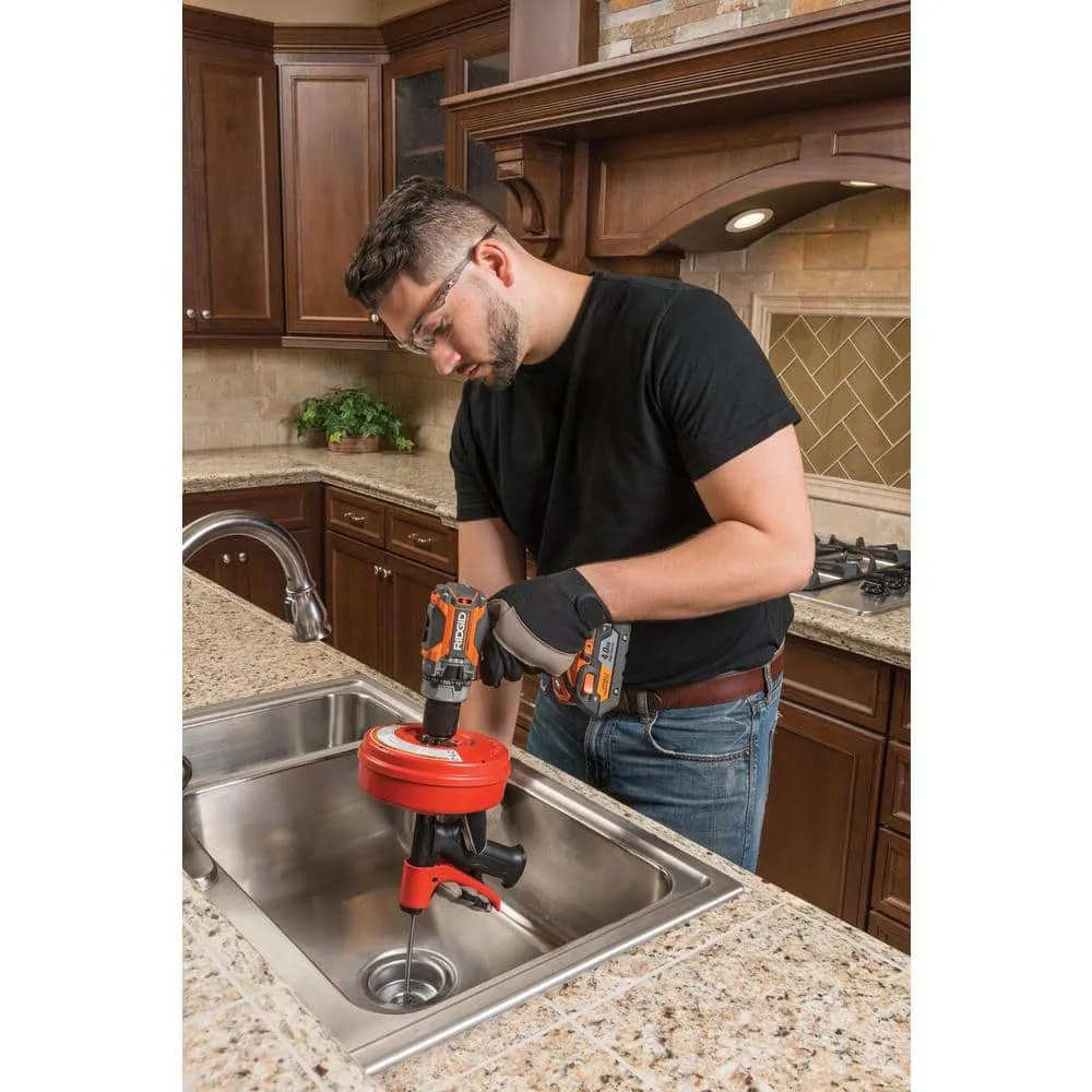 RIDGID Power Spin+ 1/4 in. x 25 ft. Hybrid Drain Cleaning Snake Auger (Manual or Cordless Drill Operated, Tool Only) 57043