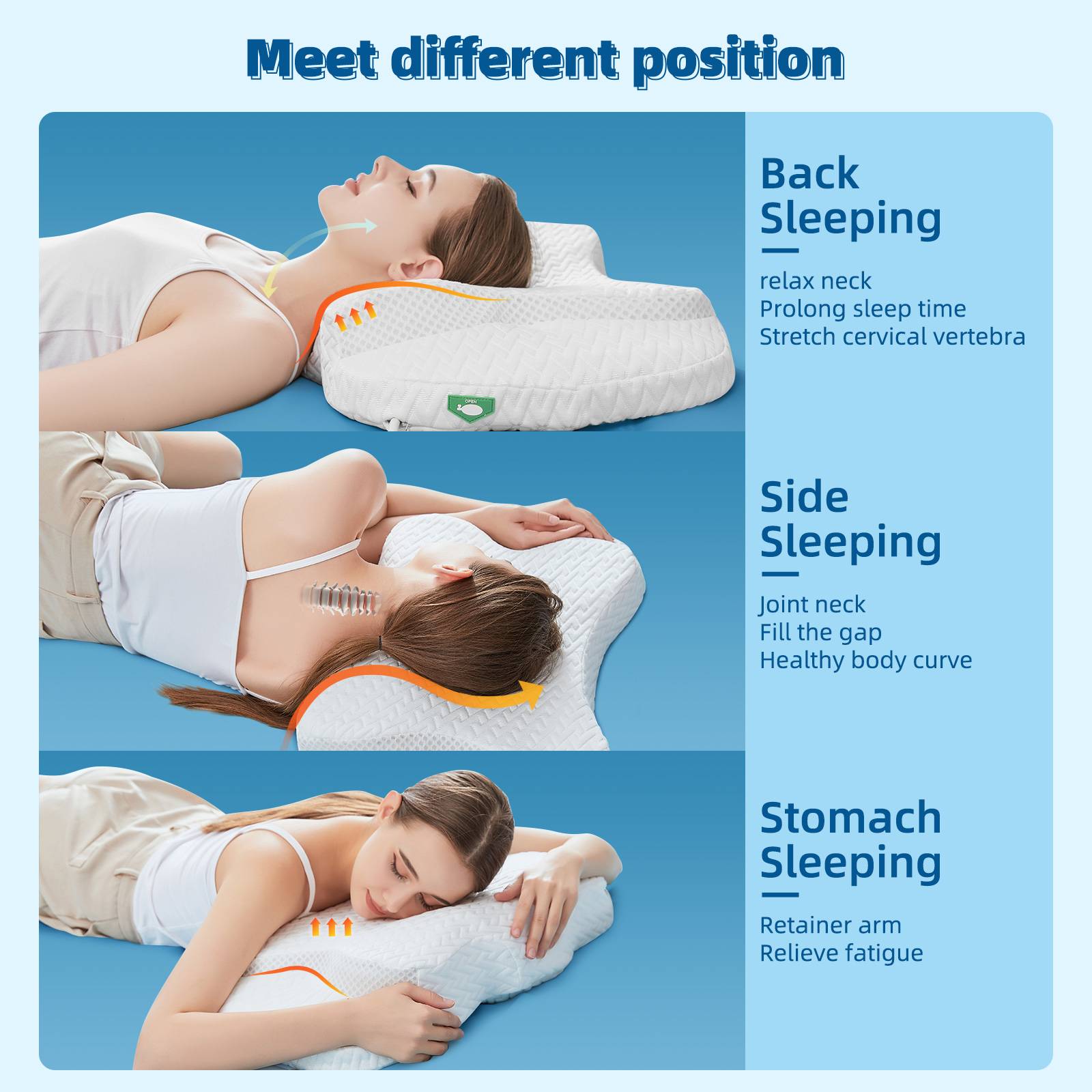 WSBArt Air Bag Adjustable Height Cervical Memory Foam Pillow, Odorless Neck Pillows for Pain Relief, Orthopedic Contour Pillows for Sleeping, Ergonomic Pillow for Side, Back and Stomach Sleepers