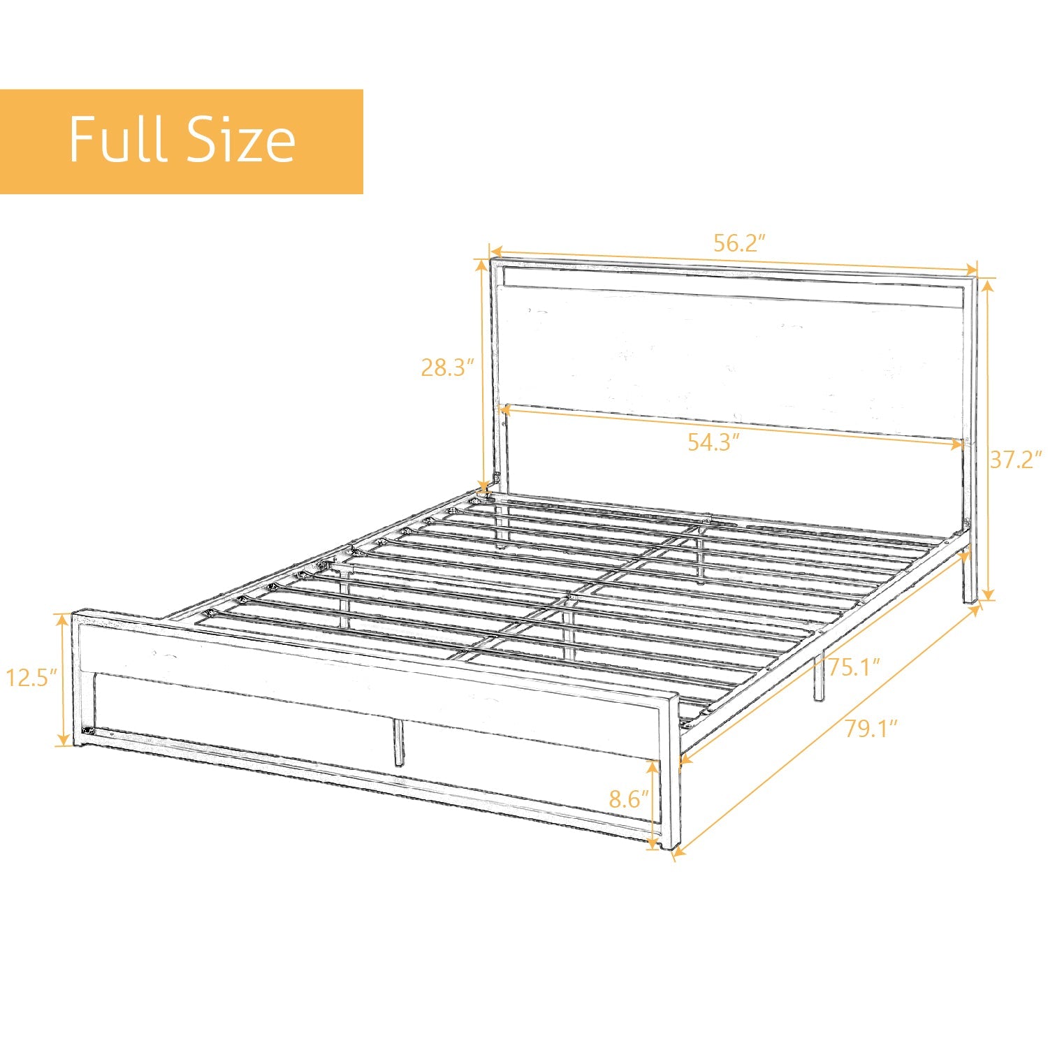 Amolife Full Platform Bed Frame with Wooden Headboard and 13 Strong Steel Slats Support, Dark Brown