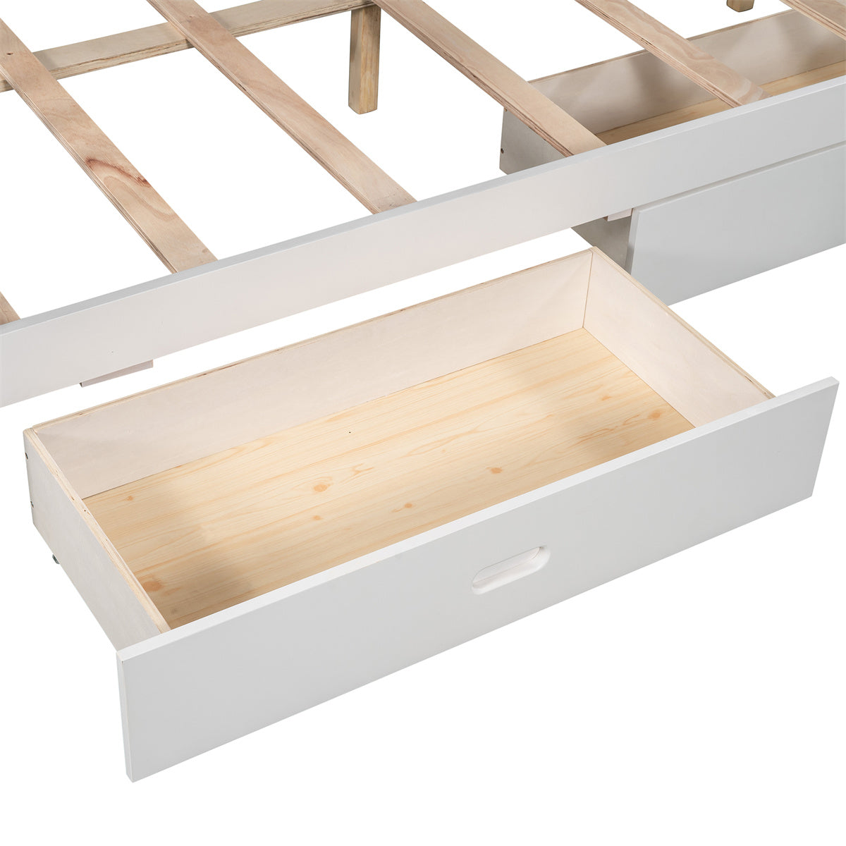 Wooden Storage Drawer for Twin Over Full Bunk Bed, White