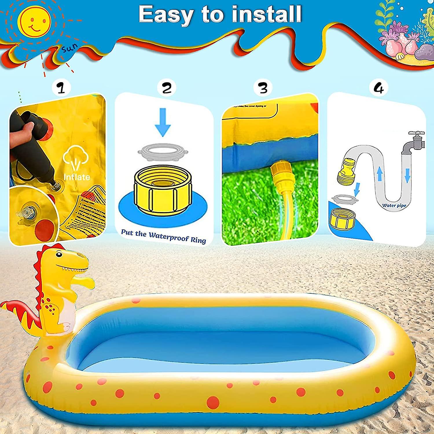 Paddling Pools For Kids Inflatable Sprinkler Mat Swimming Pool For Toddlers Age 3+ And Splash Pad Wading Pool For Fountain Games ， Summer Backyard Gar