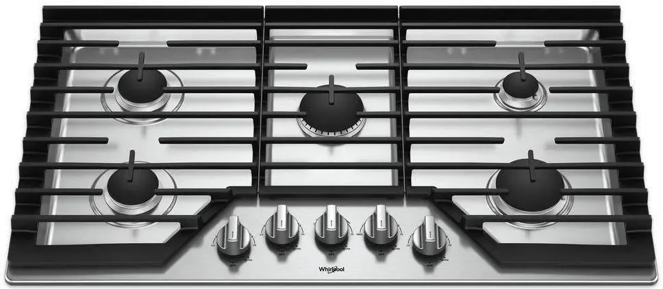 Whirlpool 36 Inch Gas Cooktop with AccuSimmer Burner - Stainless Steel