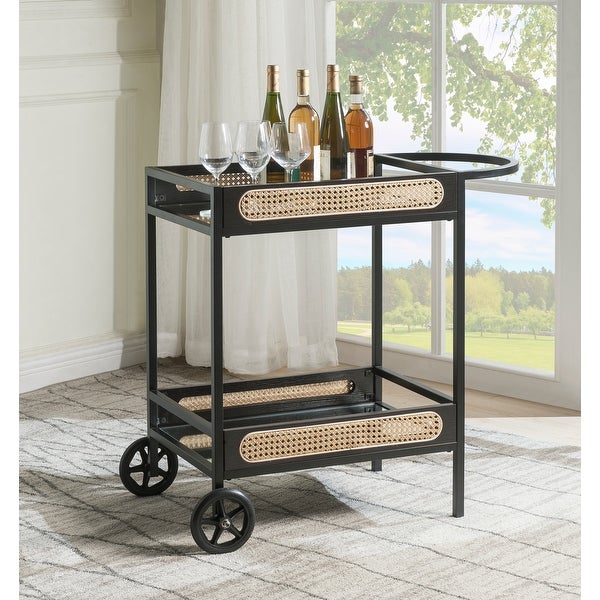 Serving Cart with 2 Wheels and Metal Frame - - 37254582
