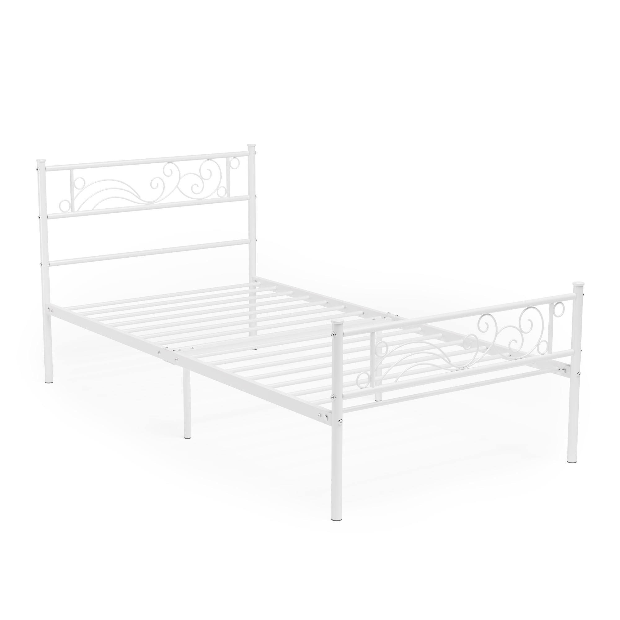 Weehom Twin Metal Bed Frame with Headboard Footboard, Platform Bed Frame Heavy Duty Mattress Foundation for Kids Teens Adults, White