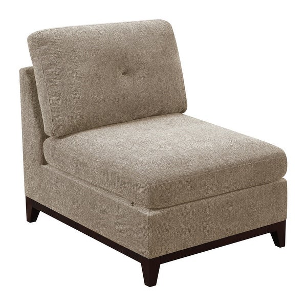 Fabric Armless Chair with Tufted Back Pillow， Gray