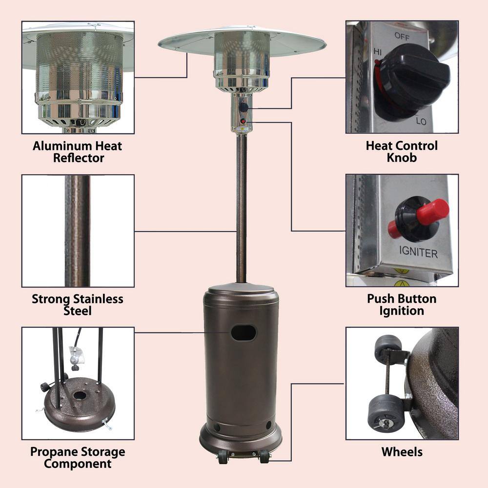 Outdoor 41,000 BTU Bronze Steel Propane Heater with Wheels ZQ-B01050161