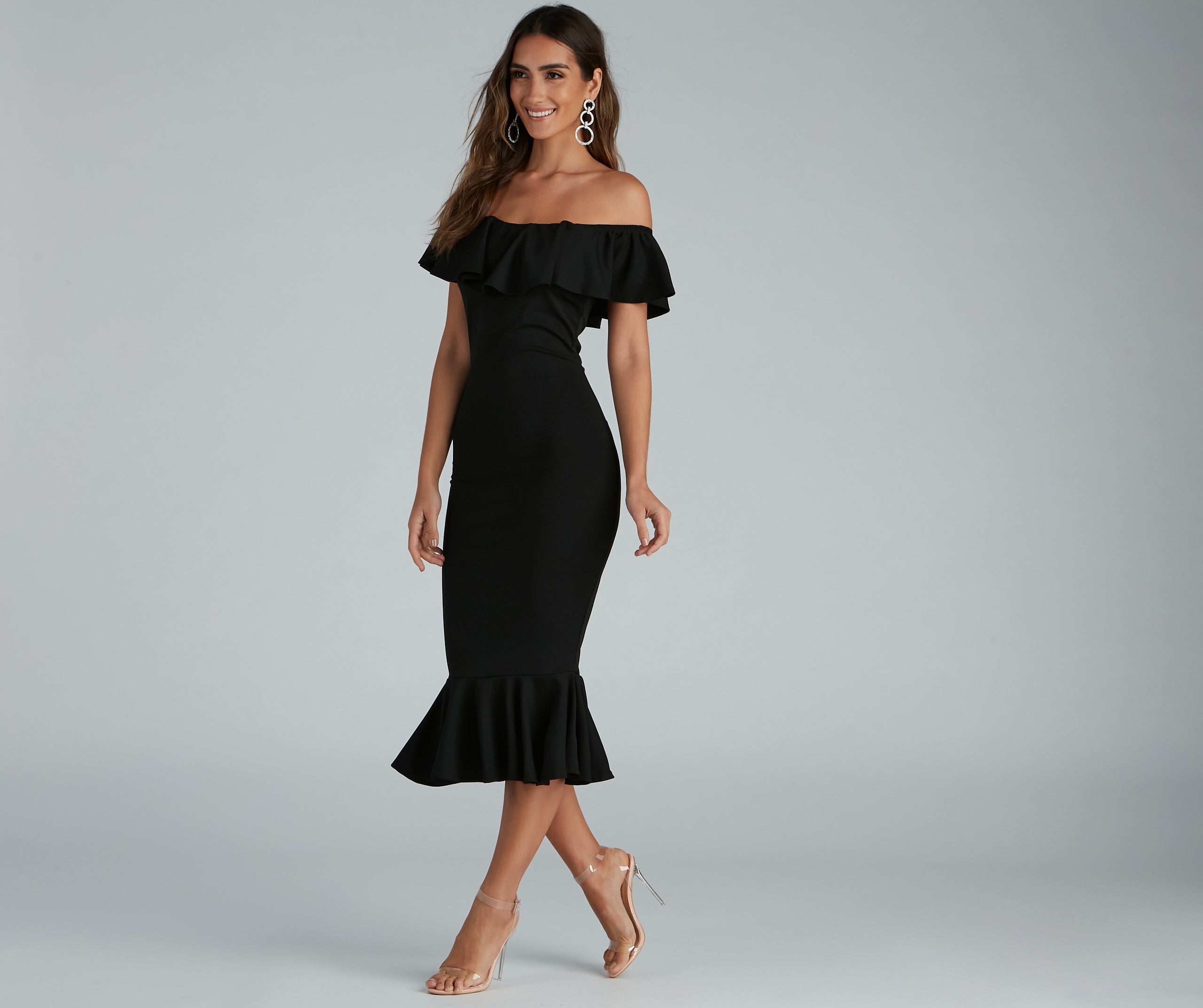 A Stylish Affair Ruffled Midi Dress