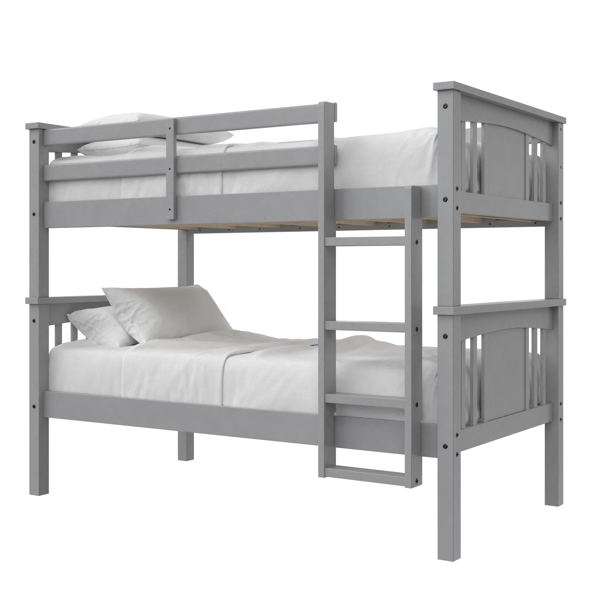 Better Homes and Gardens Flynn Twin Size Bunk Bed for Kids, Gray