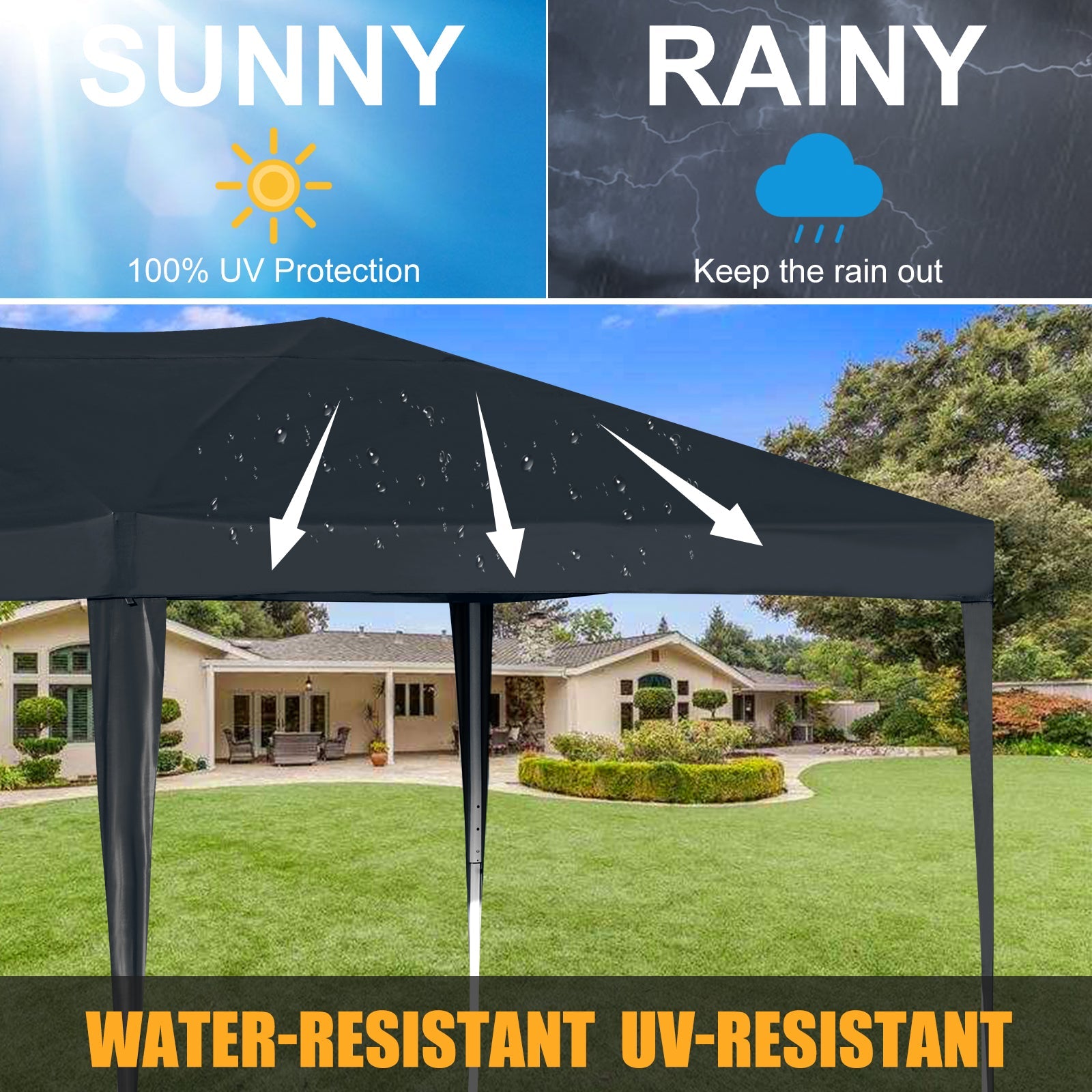 AVAWING 10 x 20 Pop Up Canopy with Sturdy Frame, Folding Patio Canopies Height Adjustable, Anti-UV & Waterproof Outdoor Canopy Tent with Portable Carry Bag for Parties, Commercial