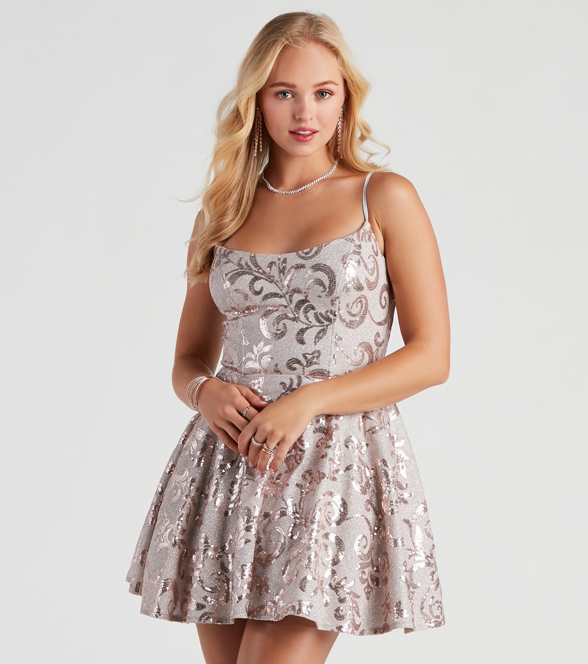 Meghan Sequin Lace-Up Party Dress