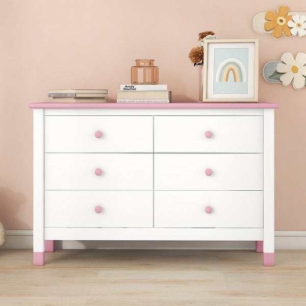 (Preferred Choice Furniture) Wooden Storage Dresser with 6 Drawers; Storage Cabinet for kids Bedroom - - 37777032
