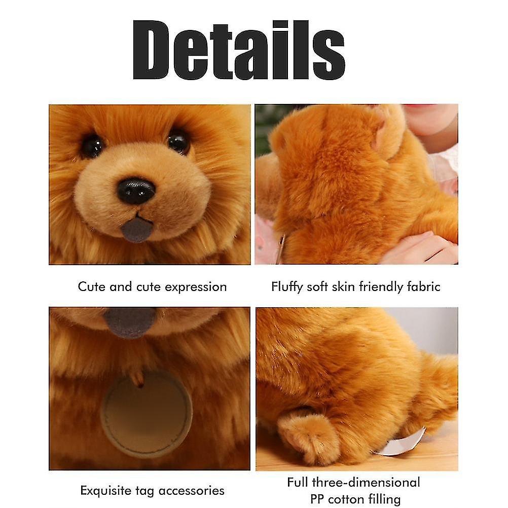 25cm(10inch) Cute Chow Dog Plush Toy Soft Stuffed Animal Fluffy Doll Throw Pillow Sofa Couch Bedroom Decor Gifts