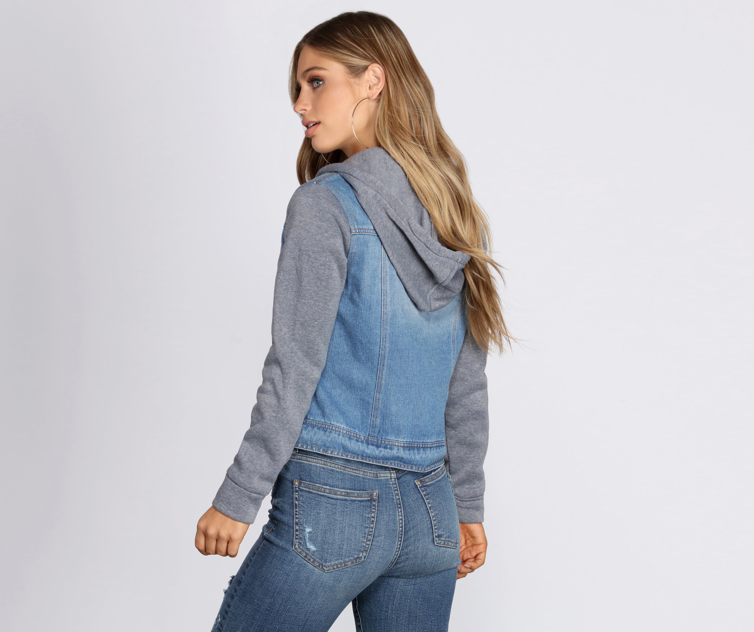 Casual And Classic Denim Hoodie Jacket