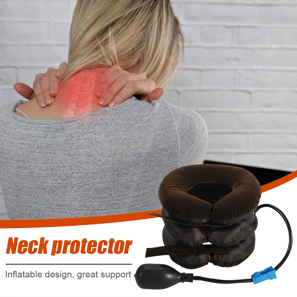 Cervical Neck Traction Device for Instant Neck Pain Relief - Inflatable & Adjustable Neck Stretcher Neck Support Brace, Best Neck Traction Pillow for Home Use Neck Decompression(Coffee)
