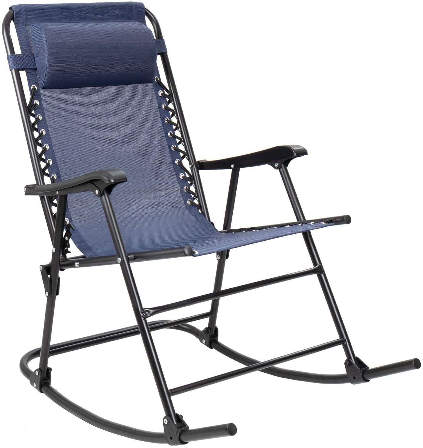 Devoko Zero Gravity Rocking Chair with Headrest Pillow Folding Recliner Foldable Lounge Chair, Blue