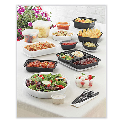 Pactiv Newspring VERSAtainer Microwavable Containers | Oval， 8 oz， 5.7 x 4 x 1.45， Black