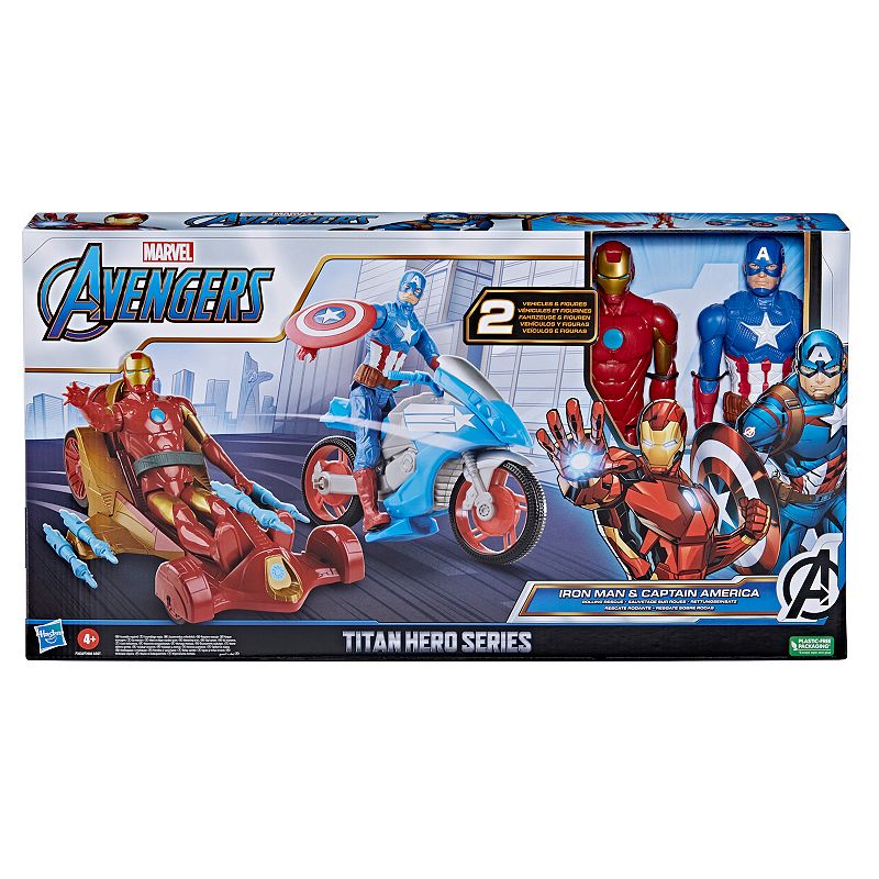 Hasbro Marvel Avengers Titan Hero Series Iron Man and Captain America Figure and Vehicle Set