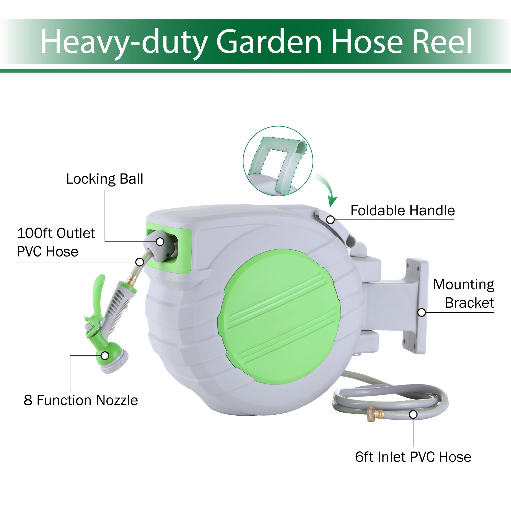 Sophia and William 100ft Wall Mounted Retractable Garden Hose Reel