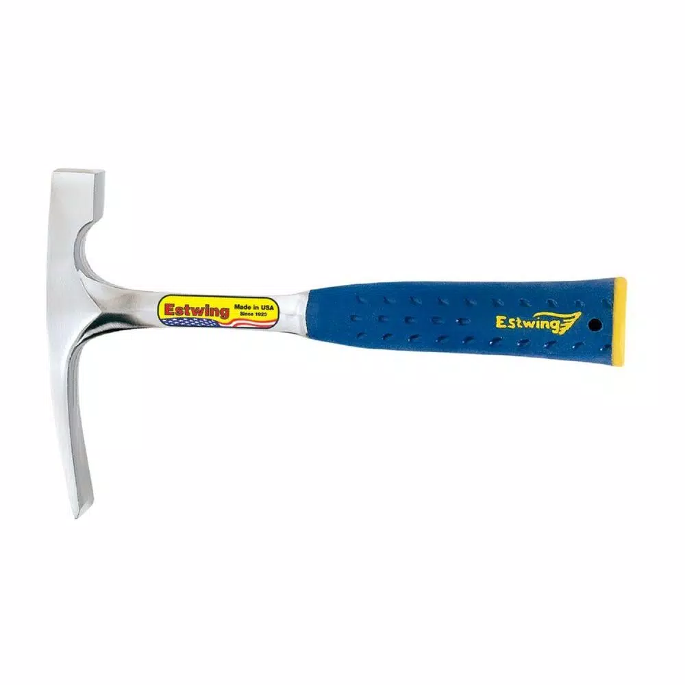 Estwing 16 oz. Solid Steel Bricklayer with Blue Vinyl Shock Reduction Grip and Patented End Cap and#8211; XDC Depot