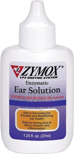Zymox Ear Infection Solution with .5% Hydrocortisone for Dogs and Cats， 1.25-oz bottle