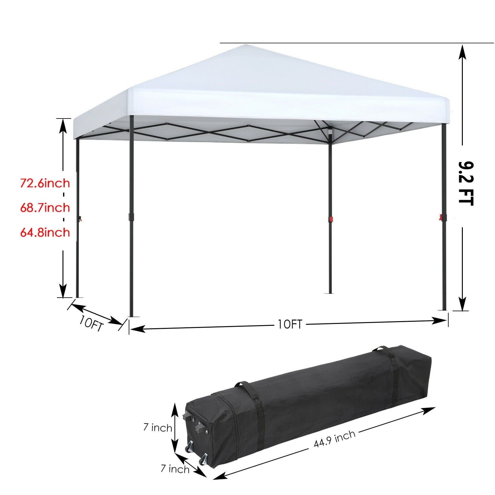 HEMBOR 10 x 10ft Outdoor Pop up Canopy Tent W/ 1-Button Push