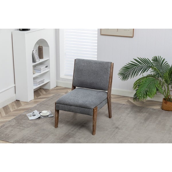 Premium Chenille Slipper Accent Chair with Wooden Legs， High-Density Foam Padded Upholstery， Armless Chair