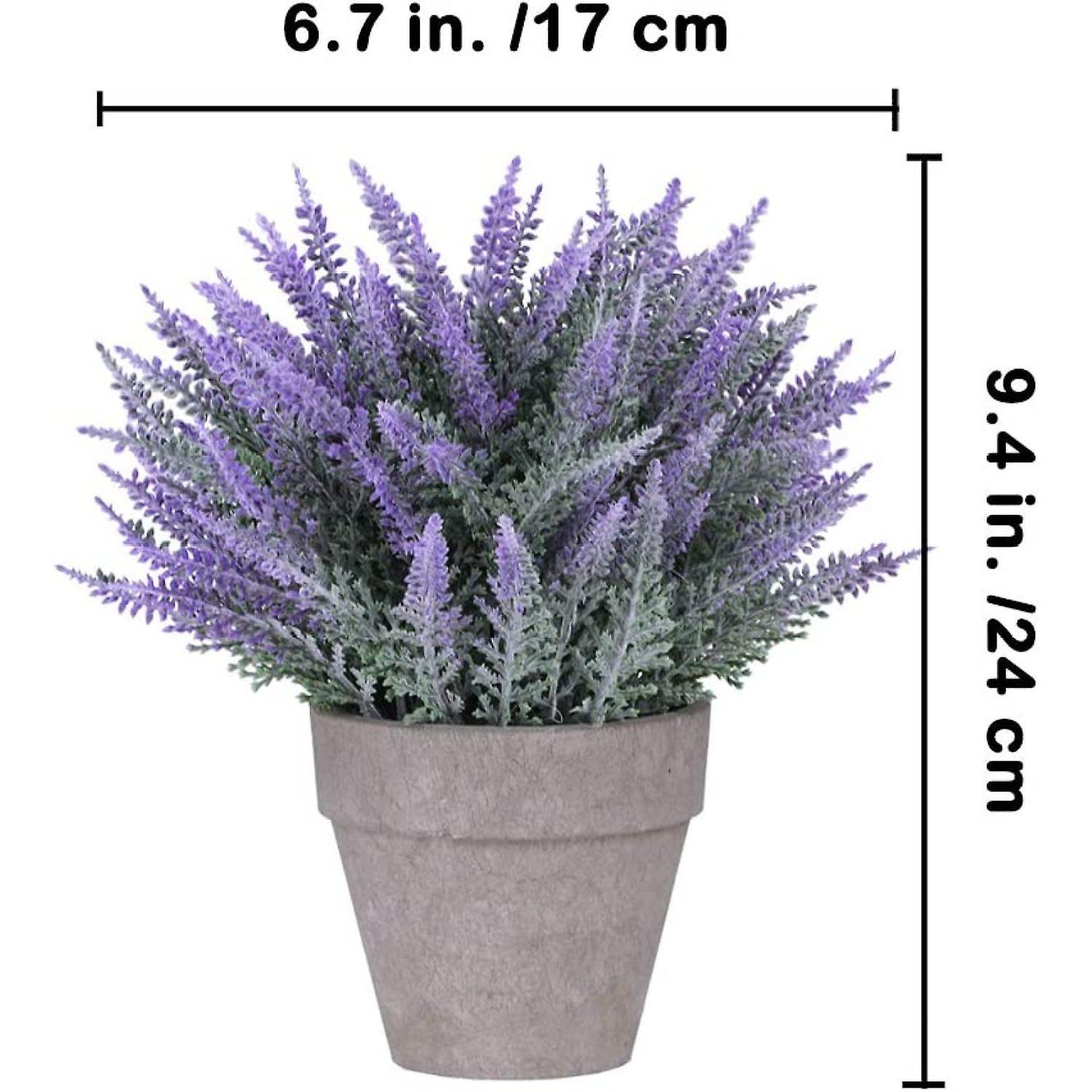 Set Of 3 Artificial Lavender Flower Grass Arrangements In Pots Assorted Fake Mini Potted Plants For Farmhouse Kitchen Office Bathroom Table Centerpiec