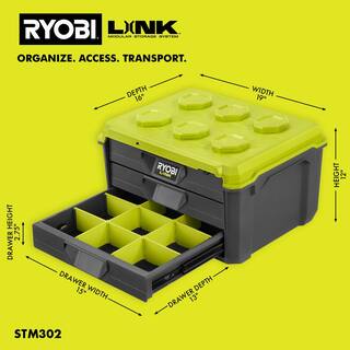 RYOBI LINK 3-Drawer Tool Box with 3-Drawer Divider STM302-STM310