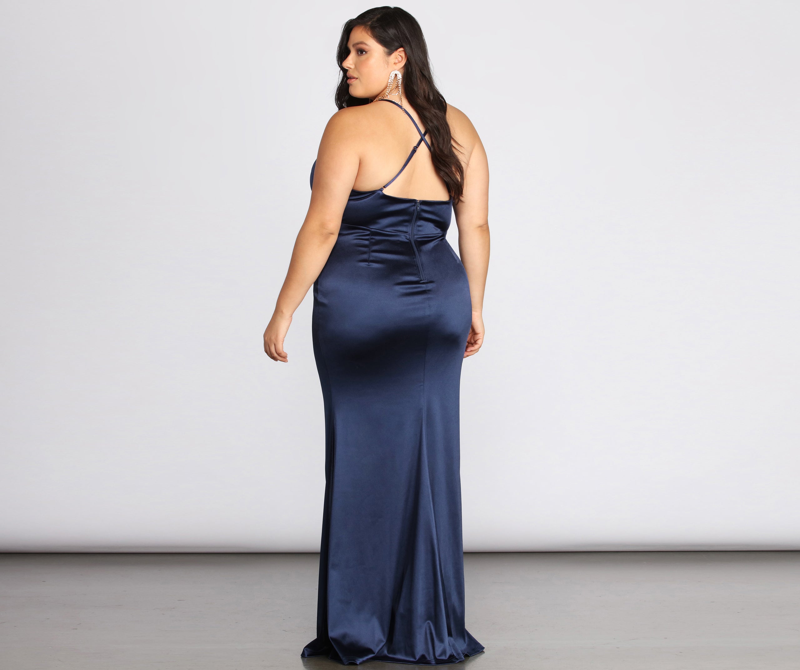 Plus Elin Satin Evening Dress