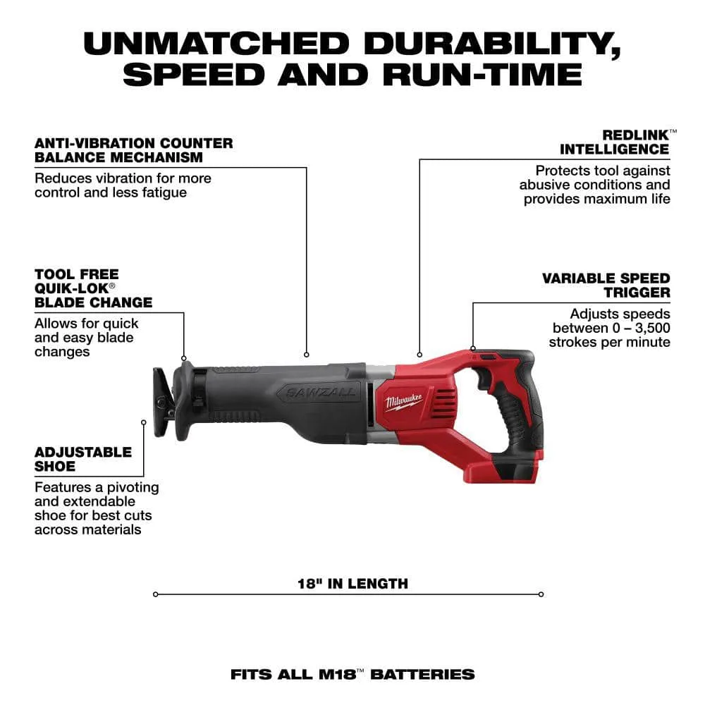 Milwaukee M18 18V Lithium-Ion Cordless Compact Drill/Impact/Multi-Tool/Circular Saw/Recip Saw Combo Kit (5-Tool) W/ Grinder 2892-22CT-2626-20-2630-20-2621-20-GRD