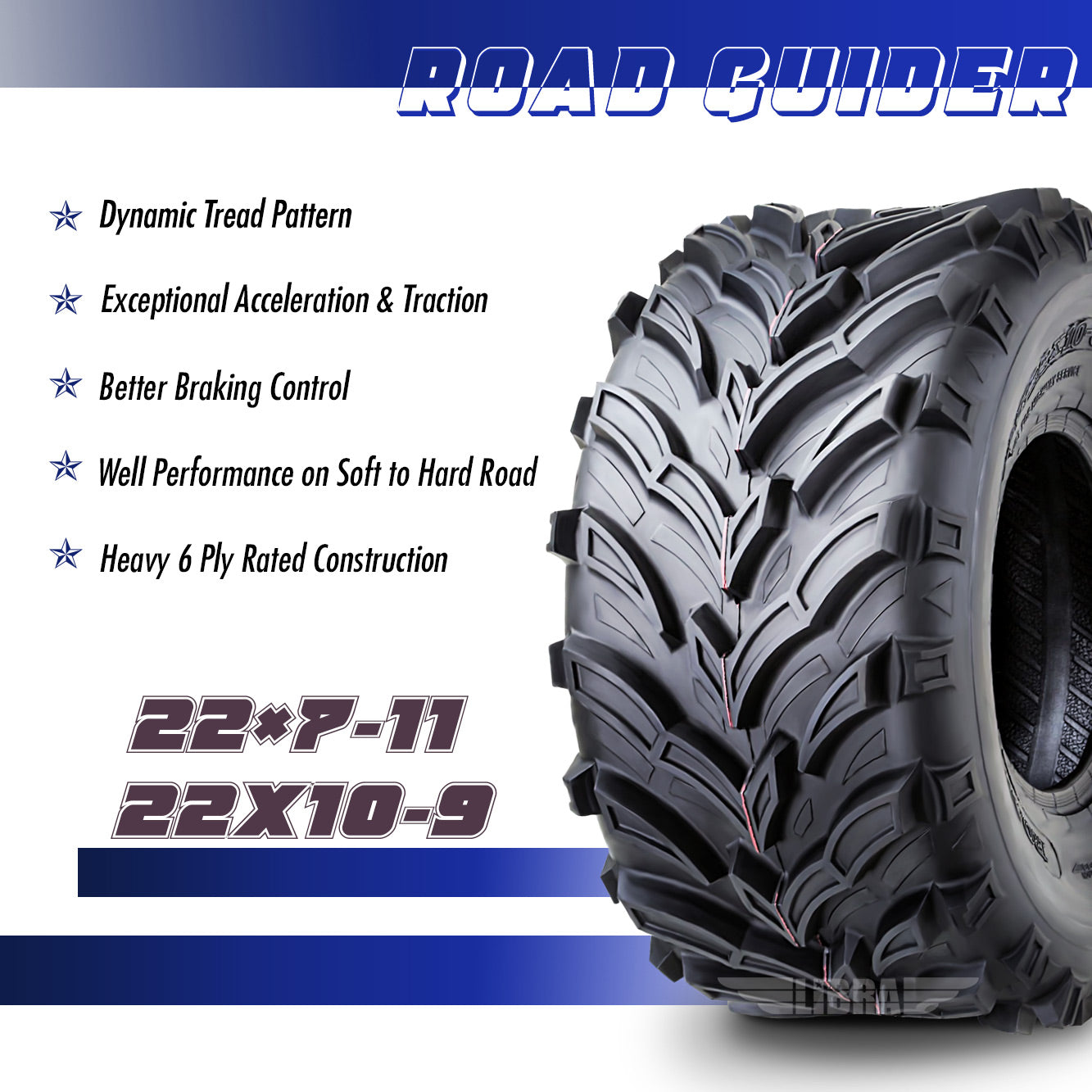Set of 4 New ATV/UTV Tires 22x7-11 Front and 22x10-9 Rear /6PR -10333/10334