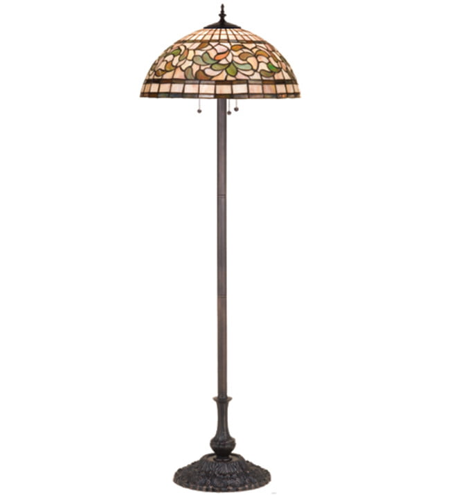 Meyda  17534 Stained Glass /  Three Light Floor Lamp - MultiColor