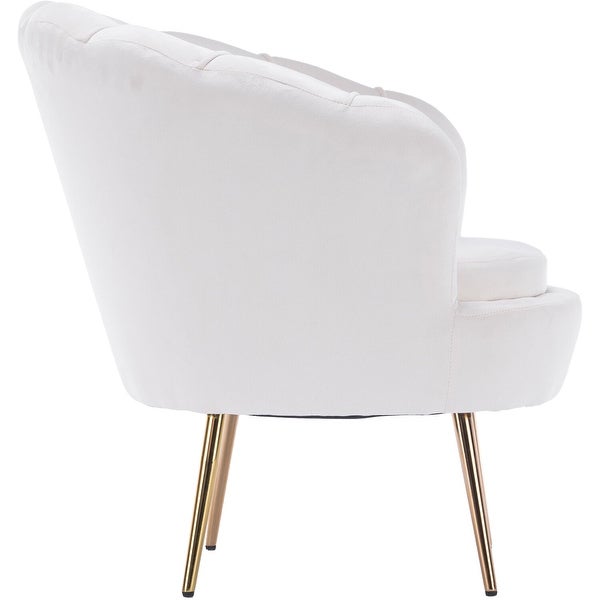 Critter Sitters 30-In. Faux Velvet Accent Chair with Gold Legs， White