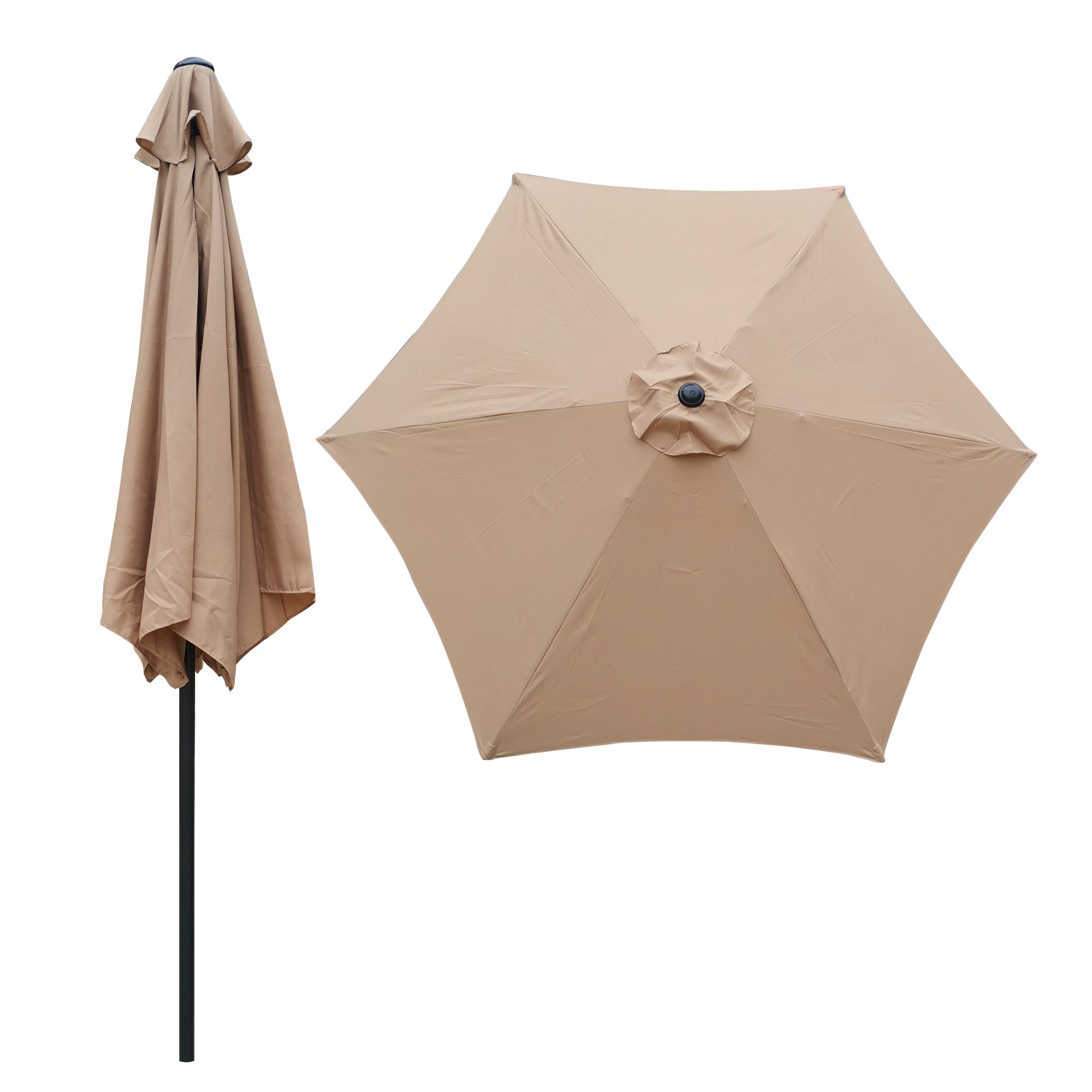 Patio Umbrella, 9ft Outside Table Umbrella with Push Button Tilt and Crank, Outdoor Market Umbrellas Fade Resistant Water Proof Patio Table Umbrella for Yard Garden in Brown