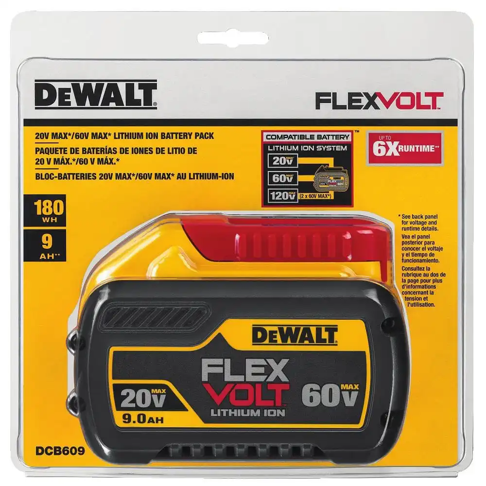 DEWALT FLEXVOLT 20V/60V MAX Lithium-Ion Battery Pack with 9.0Ah and 6.0Ah Battery Packs (2 Pack) DCB669-2