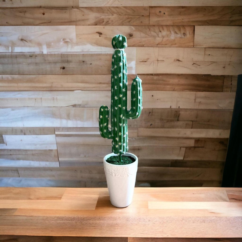 Gorgeous Artificial Tall Green Cactus in Ceramic Pot
