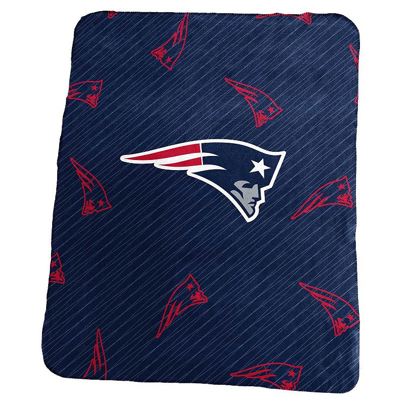 New England Patriots 50 x 60 Repeating Logo Classic Plush Throw Blanket