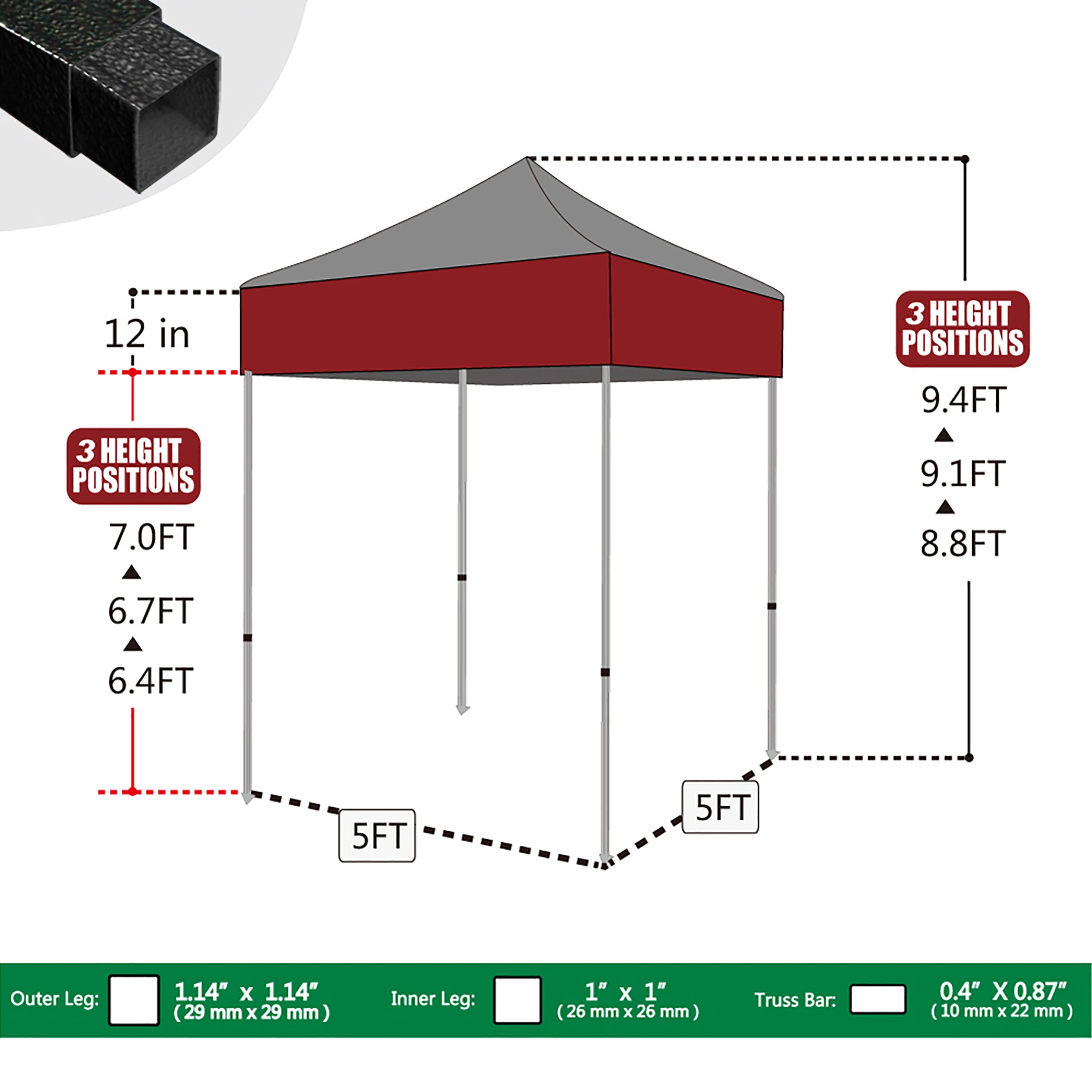 Eurmax 5x5 Pop up Canopy Outdoor Heavy Duty Tent,Khaki