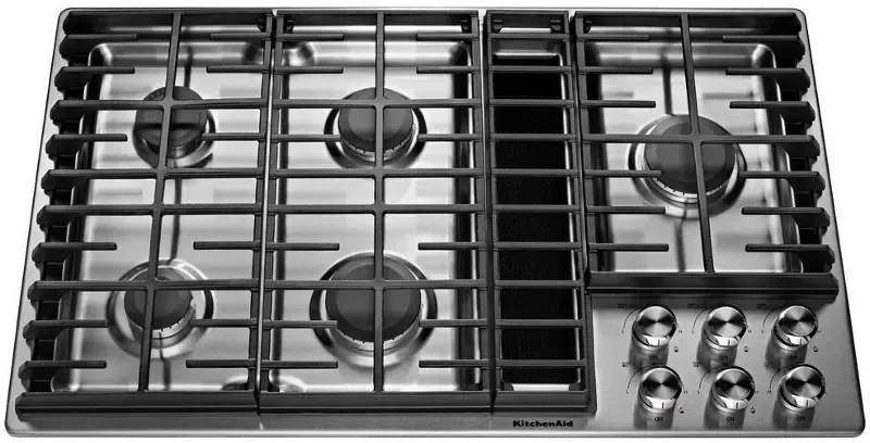 KitchenAid 36 Inch 5-Burner Downdraft Gas Cooktop - Stainless Steel