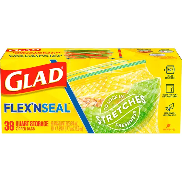Glad 38-Count Flex'N Seal Storage Quart Bags