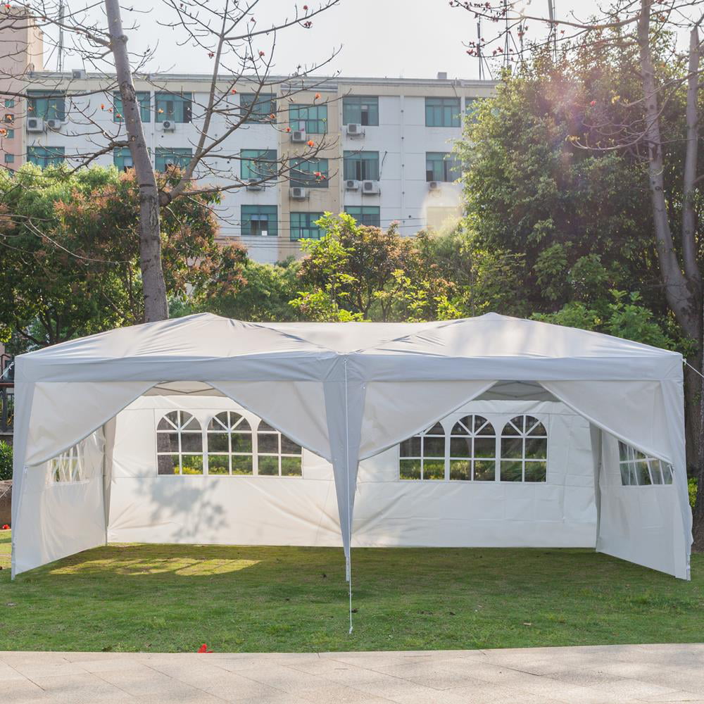 Zimtown 10'x20' Pop up Tent Folding Backyard Canopy White W/6 Side
