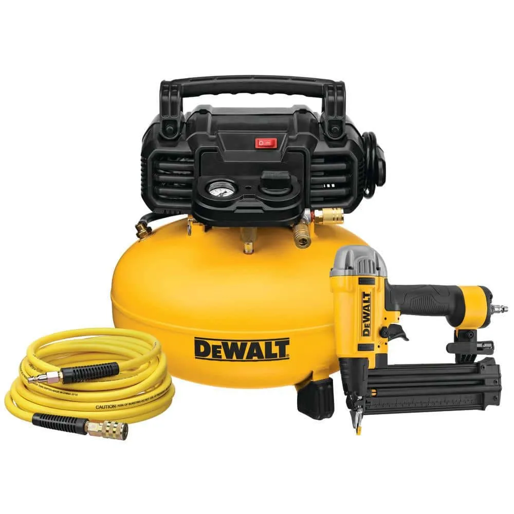 DEWALT 6 Gal. 18-Gauge Brad Nailer and Heavy-Duty Pancake Electric Air Compressor Combo Kit DWFP1KIT
