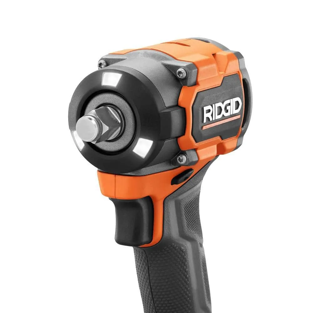 RIDGID 18V SubCompact Brushless Cordless 1/2 in. Impact Wrench with (2) 4.0 Ah Batteries, Charger, and Bag R872081B-AC93044SBN