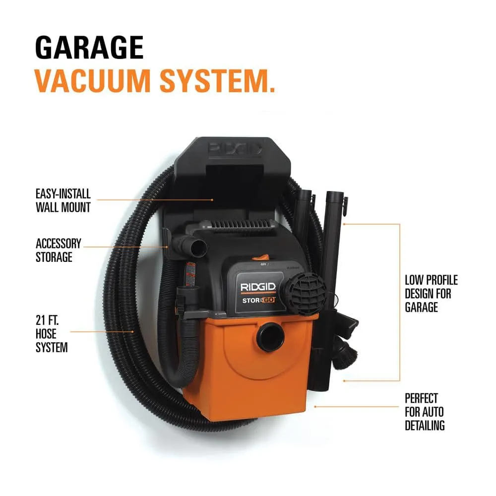 RIDGID 5 Gal. 5.0 Peak HP Portable Wall-Mountable Wet/Dry Shop Vacuum with LED Lighted Car Nozzle and Premium Car Cleaning Kit WD5500B