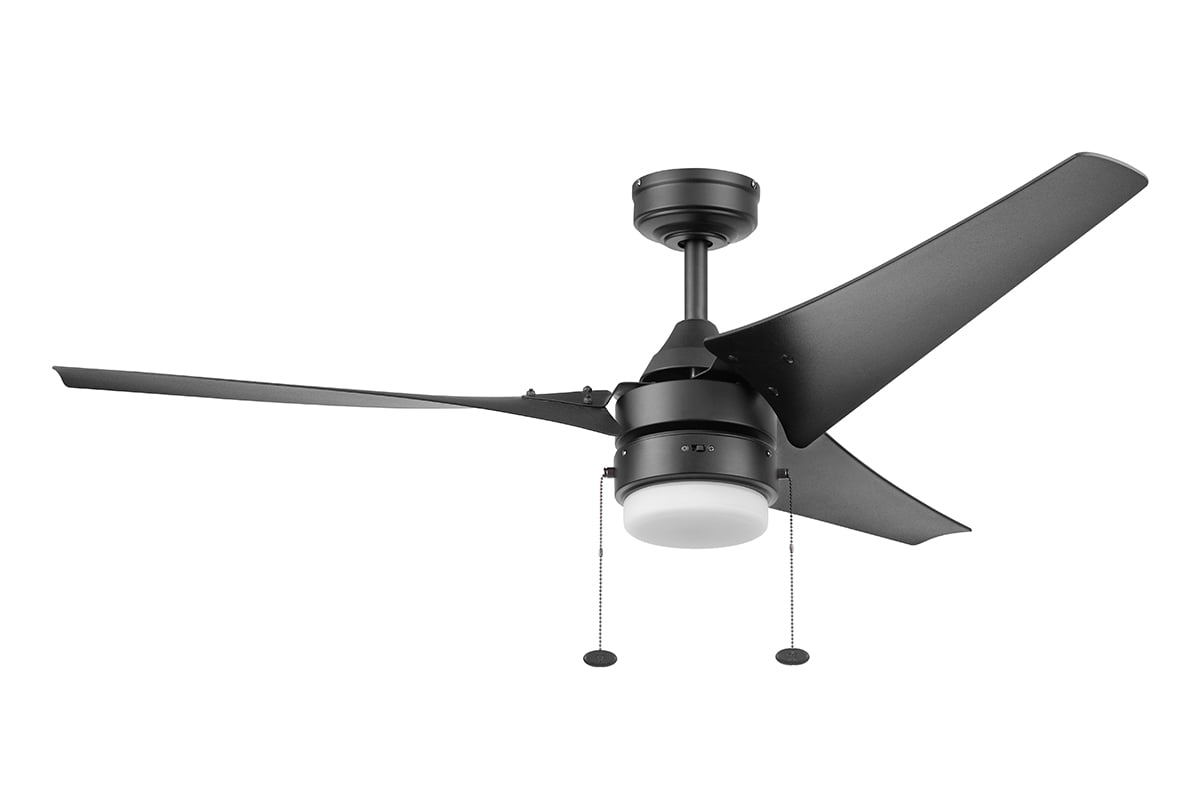 Better Homes and Gardens 56” Black Indoor/Outdoor Ceiling Fan with 3 Blades， Light Kit， Pull Chains and Reverse Airflow