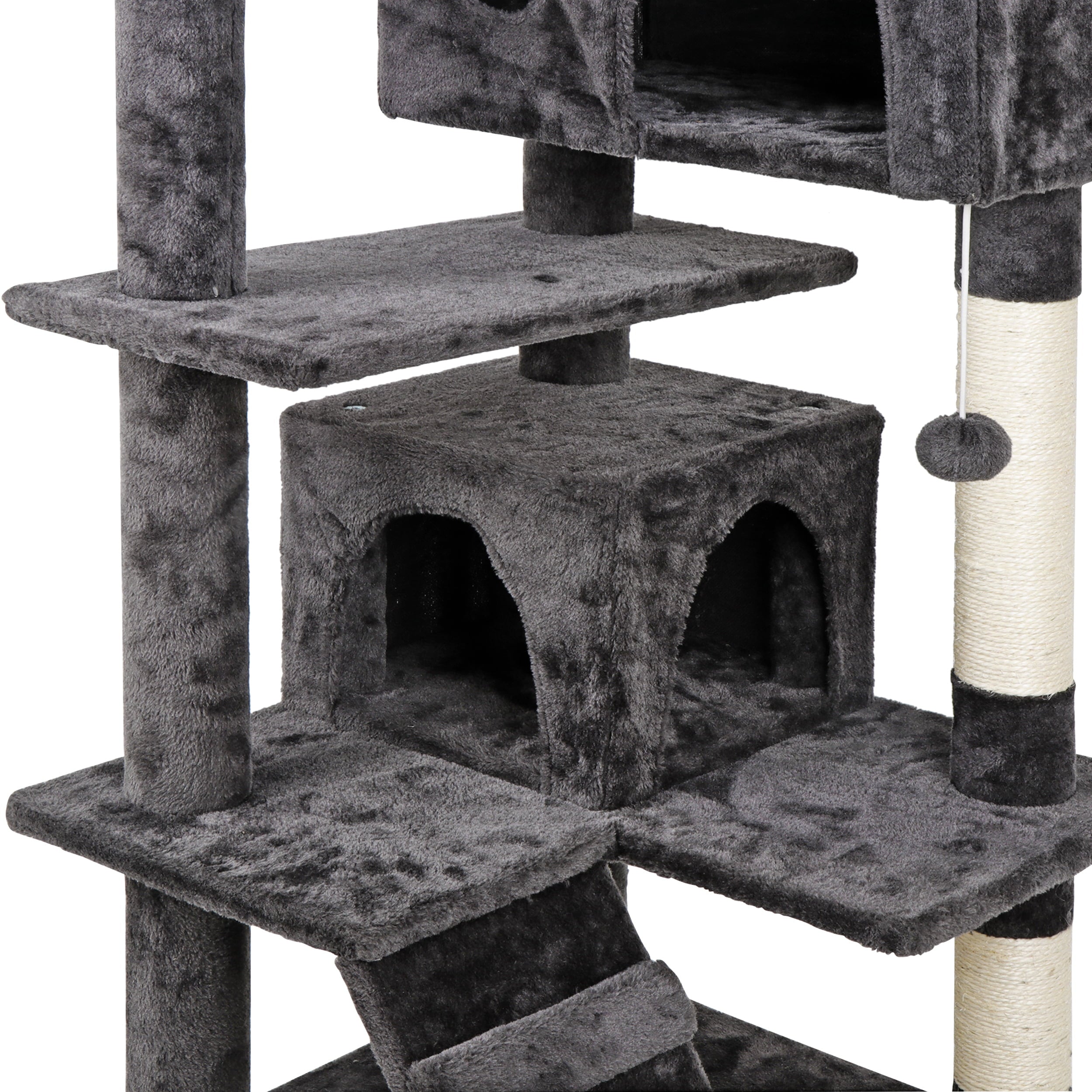 Zenstyle 53-in Cat Tree and Condo Scratching Post Tower， Dark Gray