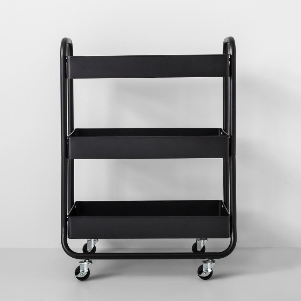 Wide Metal Cart With Wheels Black - Made By Design