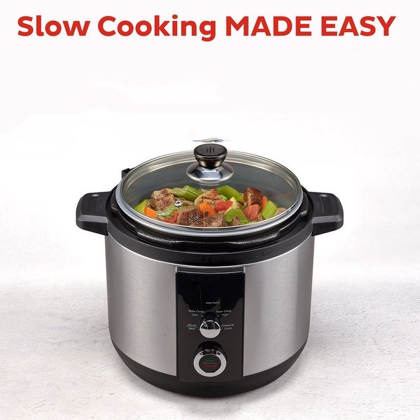 6QT Easy 3-in-1 Slow Cooker， Pressure Cooker - - 37688177